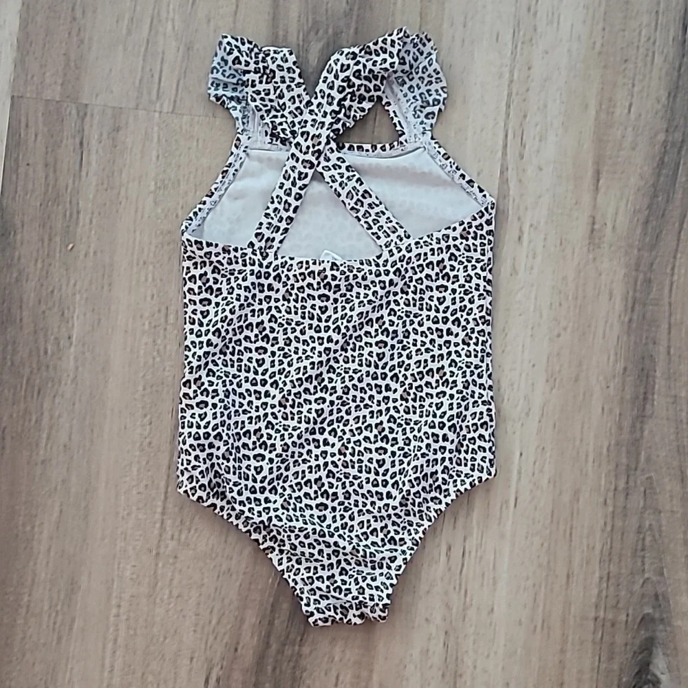 GAP Baby Leopard Print Ruffle One piece Swimsuit 2T